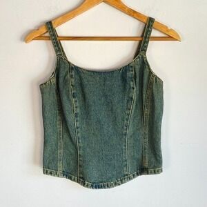 Vintage Y2K Denim Corset Top Size 4 Festival 90s Indie Sleaze Streetwear